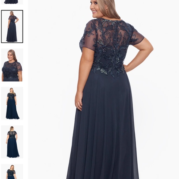 NWT Xscape gray, short sleeve.chiffon long formal. Mother of the bride. 14W  16W - Picture 3 of 10